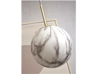 Een Hanglamp glas ijzer Carrara bol dia.16x28cm wit marmerprint goud S koop je bij Meubels and More