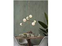 Een Hanglamp glas ijzer Carrara 3-arm l.100xh.95cm 6-bol wit marmerprint goud koop je bij Meubels and More