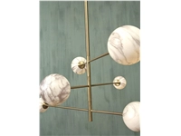 Een Hanglamp glas ijzer Carrara 3-arm l.100xh.95cm 6-bol wit marmerprint goud koop je bij Meubels and More