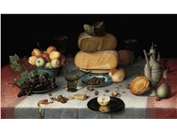 Een Wanddecoratie Still Life with Cheeses by Floris van Dyck 118x70cm Dibond wit koop je bij Meubels and More