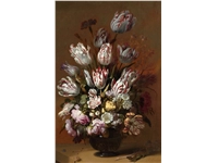 Een Wanddecoratie Still life with flowers by Hans Bollongier 98x148cm Dibond wit koop je bij Meubels and More