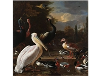 Een Wanddecoratie The floating feather by Melchior d Hondecoeter 74x74cm Dibond wit koop je bij Meubels and More