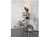 Een Wandlamp ijzer Florence m plank+usb+leeslamp 15000hrs h.38x23x22cm incl dimmer zwart koop je bij Meubels and More