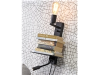 Een Wandlamp ijzer Florence m plank+usb+leeslamp 15000hrs h.38x23x22cm incl dimmer zwart koop je bij Meubels and More