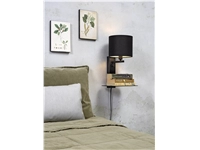 Een Wandlamp ijzer Florence E14 m plank+usb h.42cm incl dimmer kap 18x15cm zwart koop je bij Meubels and More