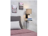 Een Wandlamp ijzer Florence E14 m plank+usb h.42cm incl dimmer kap 18x15cm d.linnen koop je bij Meubels and More