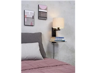 Een Wandlamp ijzer Florence E14 m plank+usb h.42cm incl dimmer kap 18x15cm l.linnen koop je bij Meubels and More