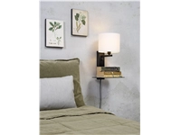 Een Wandlamp ijzer Florence E14 m plank+usb h.42cm incl dimmer kap 18x15cm wit koop je bij Meubels and More