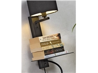 Een Wandlamp ijzer Florence h.52cm plank+usb+leeslamp 15000hrs kap 18x15cm incl dimmer zwart koop je bij Meubels and More