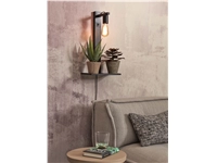 Een Wandlamp Flores bamboe h.52cm plankje 30x18cm zwart koop je bij Meubels and More