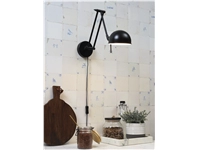 Een Wandlamp ijzer Glasgow h.37cm l.50-80cm kap dia.15xh.9cm mat zwart koop je bij Meubels and More