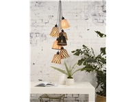 Een Hanglamp Kalimantan 7-kap bamboe dia.17xh.16cm zwart naturel koop je bij Meubels and More