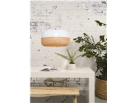 Een Hanglamp Mekong bamboe dia.60xh.33cm plat L enkel kap wit naturel koop je bij Meubels and More