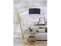 Een Vloerlamp Montblanc bamboe h.207 kap 60x30cm eco linnen blue denim koop je bij Meubels and More