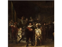 Een Wanddecoratie The Night Watch by Rembrandt van Rijn 74x74cm Dibond wit koop je bij Meubels and More