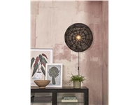 Een Wandlamp Tanami rotan schijf L dia.55xh.14cm zwart koop je bij Meubels and More