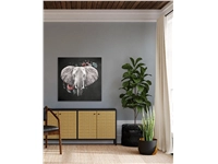 Een Wanddecoratie Elephant with Flowers 74x74cm RVS koop je bij Meubels and More