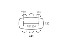 Een Vergadertafel V-leg Deens ovaal 240x120cm op 4 poten koop je bij Meubels and More
