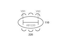 Een Vergadertafel V-leg ellips 220x110cm op 4 poten koop je bij Meubels and More