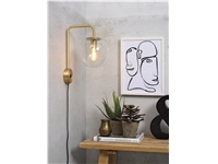 Een Wandlamp ijzer glas Warsaw h.38cm bol dia.20cm transparant goud koop je bij Meubels and More