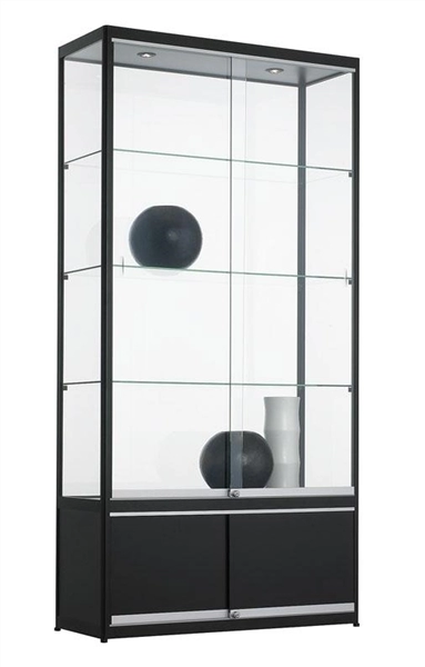 Een Vitrine met onderkast 200x100x40cm aluminium koop je bij Meubels and More