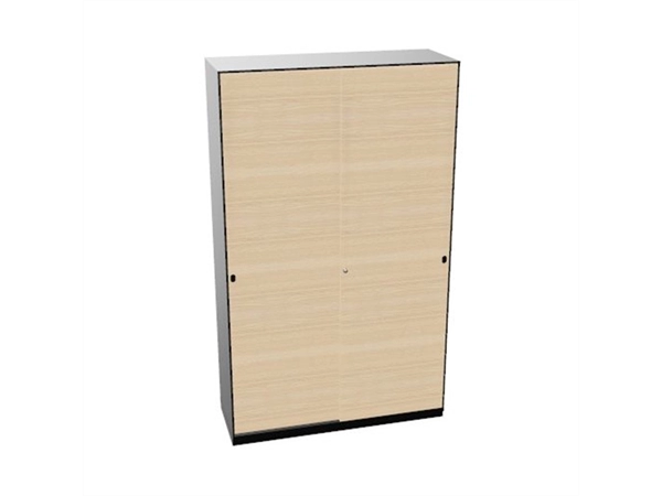 Schuifdeurkast 2-store zwart 120x200cm met 3 legborden deuren hout Licht essen