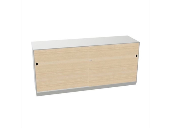 Schuifdeurkast 2-store zilver 160x72cm met 2 legborden deuren hout Licht essen