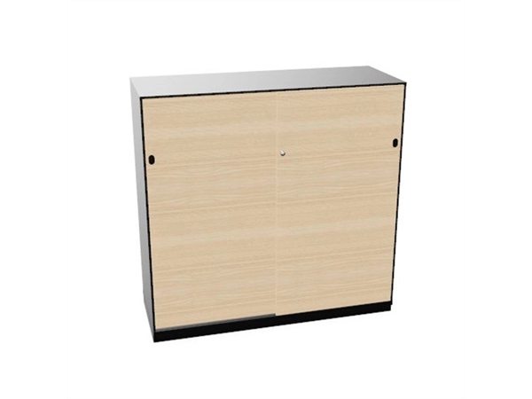 Schuifdeurkast 2-store zwart 120x117cm met 3 legborden deuren hout Licht essen