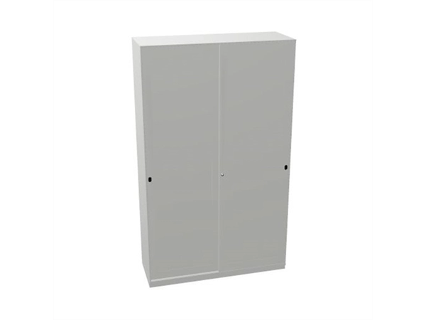 Schuifdeurkast 2-store zilver 120x200cm met 3 legborden akoestische deuren zilver