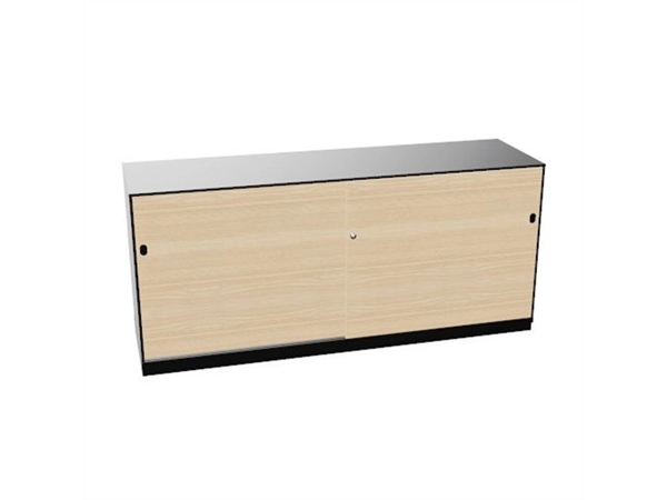 Schuifdeurkast 2-store zwart 160x72cm met 2 legborden deuren hout Licht essen