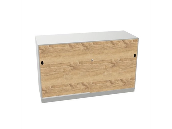 Schuifdeurkast 2-store zilver 120x72cm met 2 legborden deuren hout Bardolino eiken