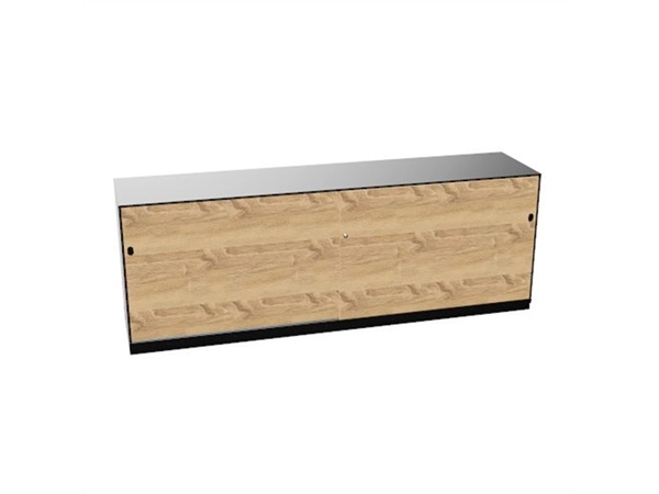 Een Schuifdeurkast 2-store zwart 200x72cm met 2 legborden deuren hout Bardolino eiken koop je bij Meubels and More