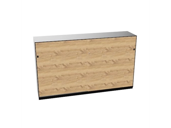 Schuifdeurkast 2-store zwart 200x117cm met 3 legborden deuren hout Bardolino eiken