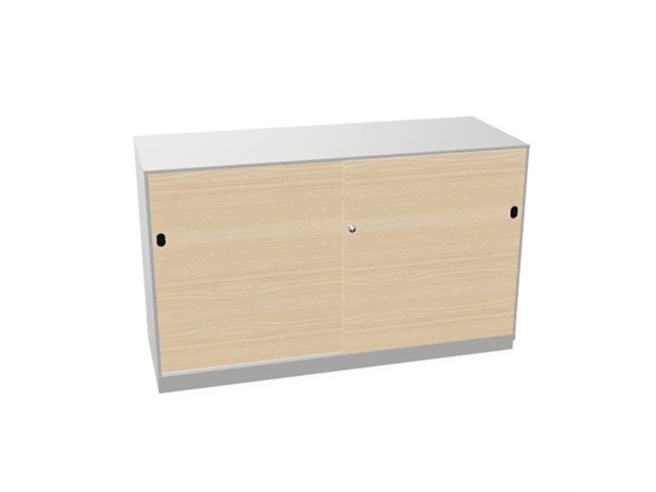 Een Schuifdeurkast 2-store zilver 120x72cm met 2 legborden deuren hout Licht essen koop je bij Meubels and More