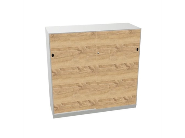 Schuifdeurkast 2-store zilver 120x117cm met 3 legborden deuren hout Bardolino eiken