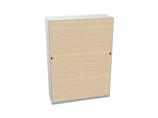 Schuifdeurkast 2-store zilver 120x165cm met 3 legborden deuren hout Licht essen