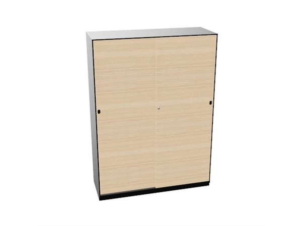 Schuifdeurkast 2-store zwart 120x165cm met 3 legborden deuren hout Licht essen