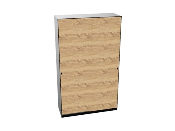 Schuifdeurkast 2-store zwart 120x200cm met 3 legborden deuren hout Bardolino eiken