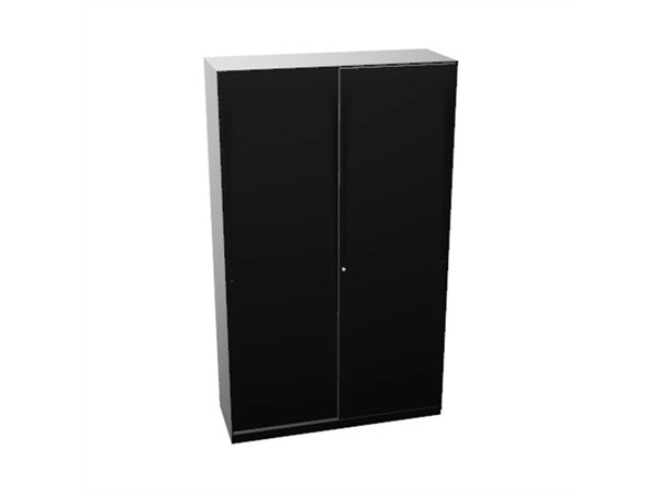 Schuifdeurkast 2-store zwart 120x200cm met 3 legborden deuren glad zwart