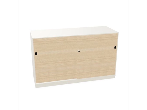 Schuifdeurkast 2-store wit 120x72cm met 2 legborden deuren hout Licht essen