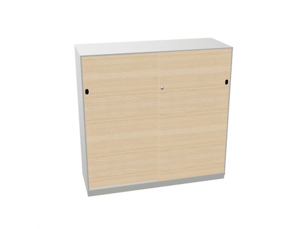 Schuifdeurkast 2-store zilver 120x117cm met 3 legborden deuren hout Licht essen