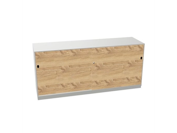 Schuifdeurkast 2-store zilver 160x72cm met 2 legborden deuren hout Bardolino eiken