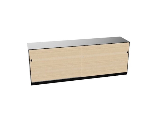 Schuifdeurkast 2-store zwart 200x72cm met 2 legborden deuren hout Licht essen