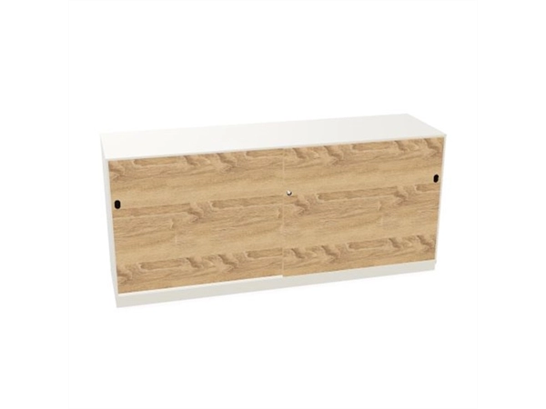 Schuifdeurkast 2-store wit 160x72cm met 2 legborden deuren hout Bardolino eiken