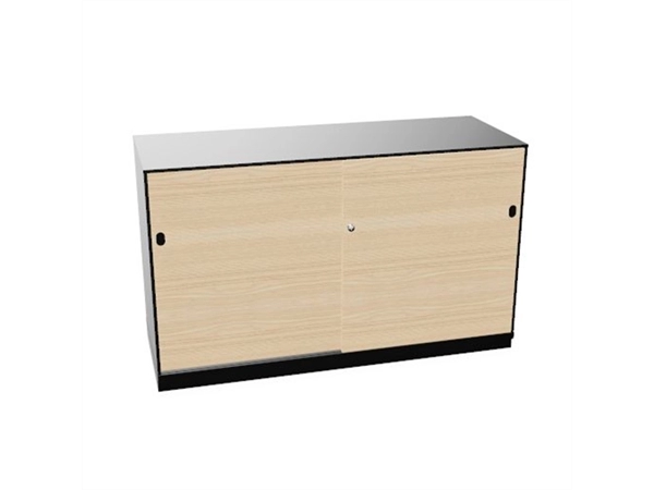 Schuifdeurkast 2-store zwart 120x72cm met 2 legborden deuren hout Licht essen