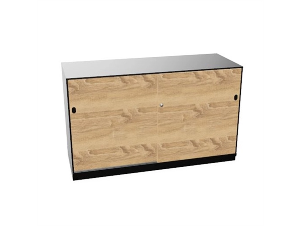 Schuifdeurkast 2-store zwart 120x72cm met 2 legborden deuren hout Bardolino eiken