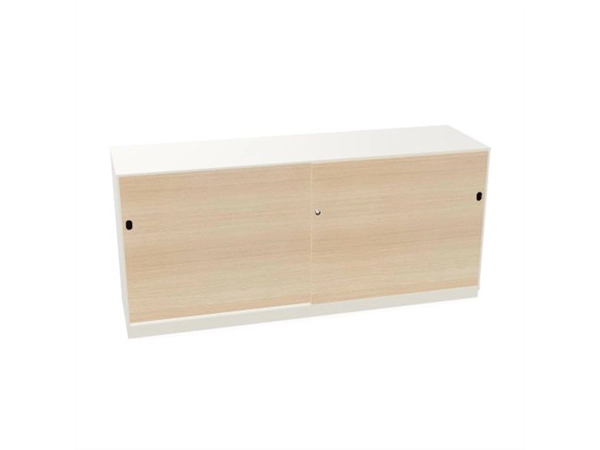 Schuifdeurkast 2-store wit 160x72cm met 2 legborden deuren hout Gebleekt eiken