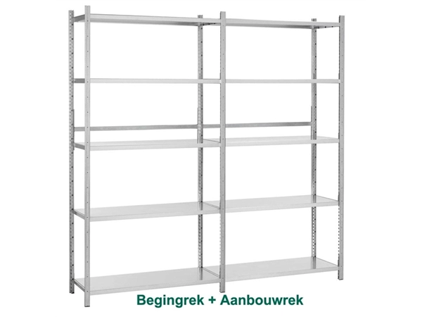 Een Magazijnstelling gegalvaniseerde basisrek 220x100x41 koop je bij All Office Kuipers BV