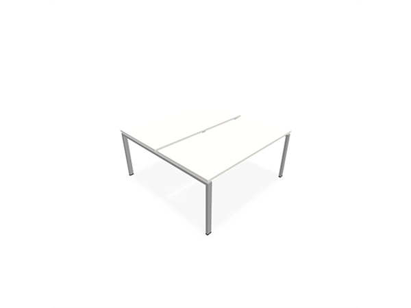 Een Bench bureau Connect met 2 melamine bladen en vaste bridge poten metaal koop je bij BeteS