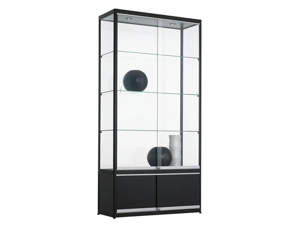 Een Vitrine met onderkast 200x100x40cm aluminium koop je bij Meubels and More